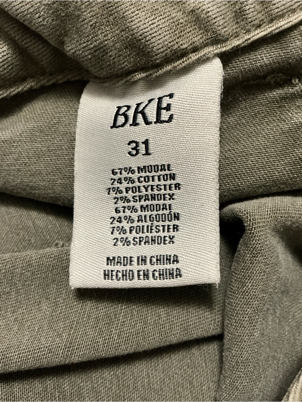 Y2K BKE Buckle Olive Green Cargo Shorts Utility Size 31 - Picture 4 of 9
